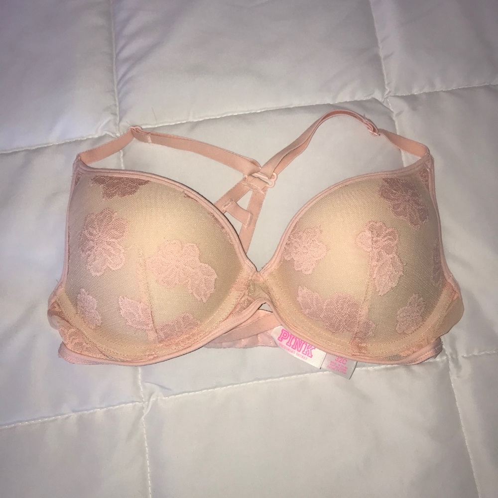 VS PINK nude racerback push up bra